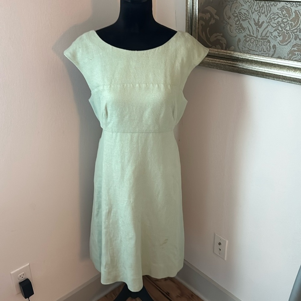 Anthropologie Maeve light months cut out cap sleeve linen cotton dress Sz 10